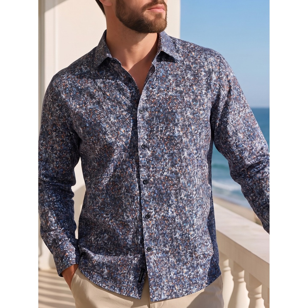 Jared Lang T-3087-M The Brik Abstract Geometric Button Up Shirt Mens Size M NWT